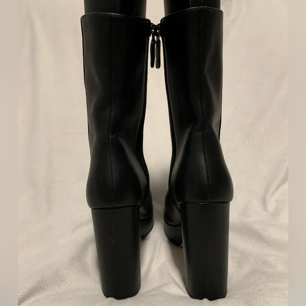 NEW Stuart Weitzman Party Zip Platform Ankle Boots Black Size 10B Block Heel